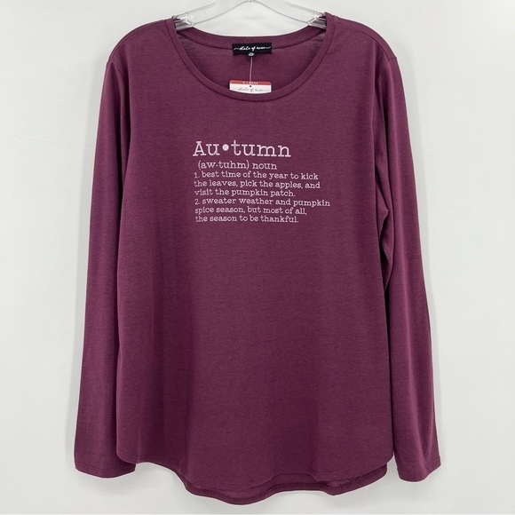 NWT State of Mine Plum Autumn Graphic Long Sleeve Crewneck Tee XL - Picture 1 of 7